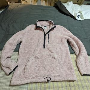 Pink fleece by pink jacket pull over front pockets